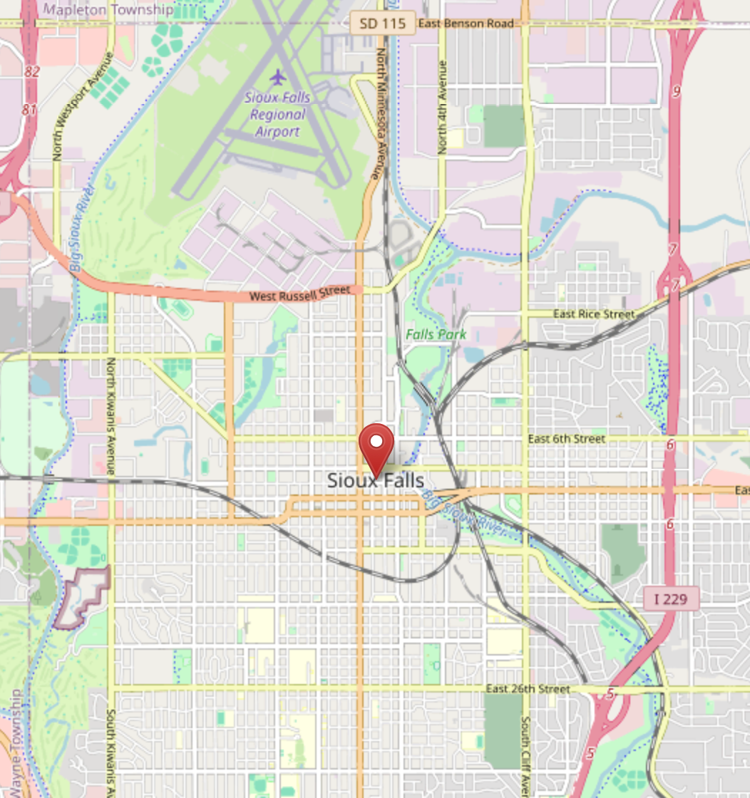 Sioux Falls, SD Map