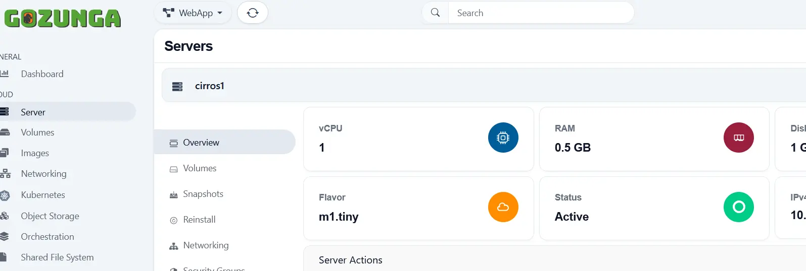 Gozunga Cloud Management Portal
